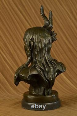 Buste De Chef Indien Bronze Sculpture Statue Authentique Signé Nick Figurine Art