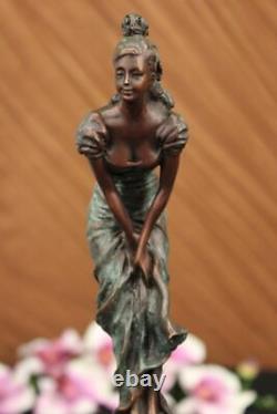 Buste De Lugubre Maiden Bronze Marbre Sculpture Art Déco Fonte Figurine