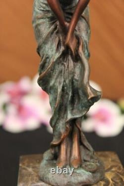 Buste De Lugubre Maiden Bronze Marbre Sculpture Art Déco Fonte Figurine