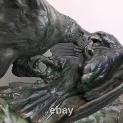 COMBAT D'AIGLES signé RICHÉ sculpture Bronze ART DECO patine antique vintage µ