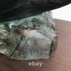 COMBAT D'AIGLES signé RICHÉ sculpture Bronze ART DECO patine antique vintage µ