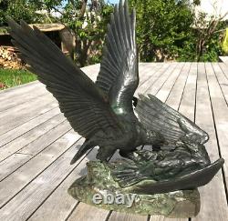 COMBAT D'AIGLES signé RICHÉ sculpture Bronze ART DECO patine antique vintage µ