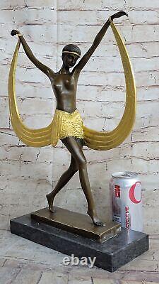 Chair Bronze Sculpture Art Déco Or Patine Froid Peinture Dancer Par Mirval Solde