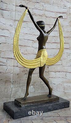 Chair Bronze Sculpture Art Déco Or Patine Froid Peinture Dancer Par Mirval Solde