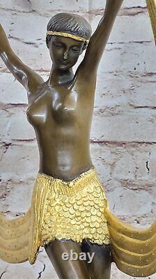 Chair Bronze Sculpture Art Déco Or Patine Froid Peinture Dancer Par Mirval Solde