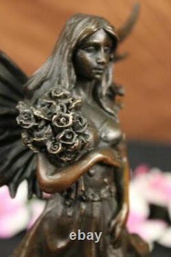 Chair Fairy 100% Bronze Fantaisie Style Art Nouveau Winged Bois Nymphe Sculpture