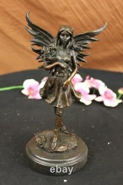 Chair Fairy 100% Bronze Fantaisie Style Art Nouveau Winged Bois Nymphe Sculpture