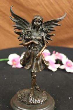 Chair Fairy 100% Bronze Fantaisie Style Art Nouveau Winged Bois Nymphe Sculpture