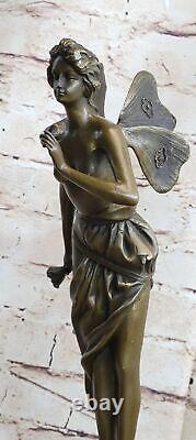 Chair Fairy 100% Bronze Fantaisie Style Art Nouveau Winged Bois Nymphe Sculpture