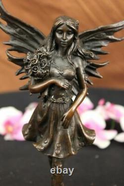 Chair Fairy 100% Bronze Fantaisie Style Art Nouveau Winged Bois Nymphe Sculpture