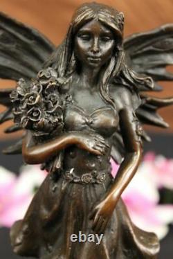 Chair Fairy 100% Bronze Fantaisie Style Art Nouveau Winged Bois Nymphe Sculpture