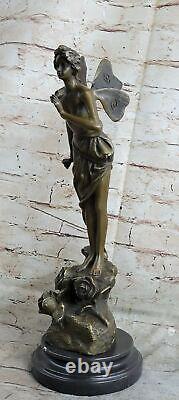 Chair Fairy 100% Bronze Fantaisie Style Art Nouveau Winged Bois Nymphe Sculpture