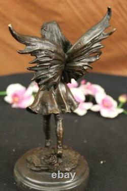 Chair Fairy 100% Bronze Fantaisie Style Art Nouveau Winged Bois Nymphe Sculpture