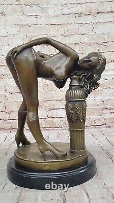 Chair Fille Bronze Sculpture Statue Sexy Femme Dame Femelle Art Ouvre