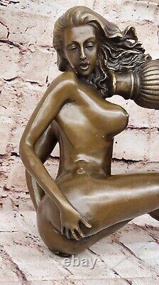 Chair Fille Bronze Sculpture Statue Sexy Femme Dame Femelle Art Ouvre