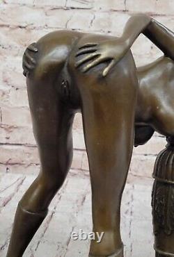 Chair Fille Bronze Sculpture Statue Sexy Femme Dame Femelle Art Ouvre