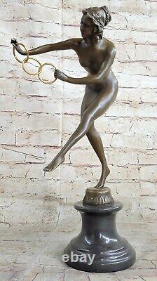 Chair Fille Femme Acrobate Magicien Bronze Sculpture Marbre Statue Art Décor