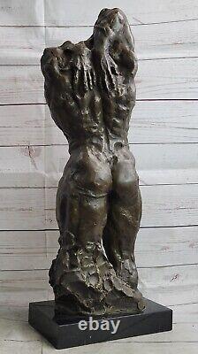 Chair Musculaire Mâle Posant Sexy Gay Intérêt Bronze Sculpture Marbre Statue Art