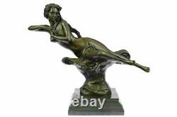 Chair Nue 100% Bronze Fantaisie Art Nouveau Winged Bois Nymphe Sculpture Statue