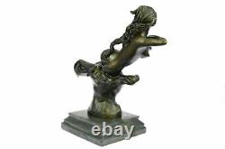 Chair Nue 100% Bronze Fantaisie Art Nouveau Winged Bois Nymphe Sculpture Statue