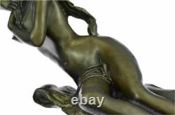 Chair Nue 100% Bronze Fantaisie Art Nouveau Winged Bois Nymphe Sculpture Statue