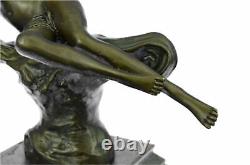 Chair Nue 100% Bronze Fantaisie Art Nouveau Winged Bois Nymphe Sculpture Statue