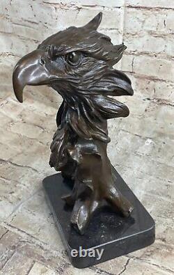 Chauve Aigle Bronze Sculpture Grand Oiseau Statue Art Deco Figurine Extérieur