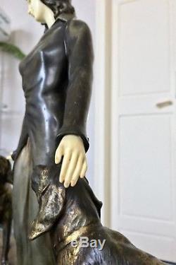 Chryséléphantine Art Déco signée Limousin Sculpture bronze onyx marbre Statue