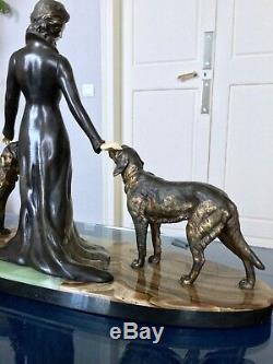 Chryséléphantine Art Déco signée Limousin Sculpture bronze onyx marbre Statue