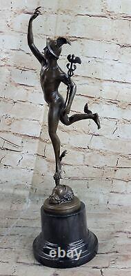 Classique Bronze Statue Flying Mercury Religieux Mythique Art Sculpture X Base