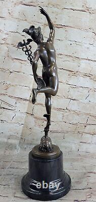 Classique Bronze Statue Flying Mercury Religieux Mythique Art Sculpture X Base