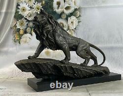 Classique Pure Bronze Cuivre Africa Lion Statue Evil Foo Chien Art Sculpture