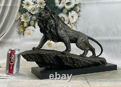 Classique Pure Bronze Cuivre Africa Lion Statue Evil Foo Chien Art Sculpture