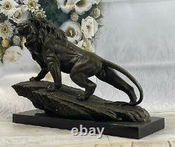 Classique Pure Bronze Cuivre Africa Lion Statue Evil Foo Chien Art Sculpture