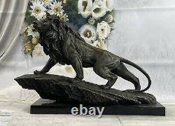 Classique Pure Bronze Cuivre Africa Lion Statue Evil Foo Chien Art Sculpture