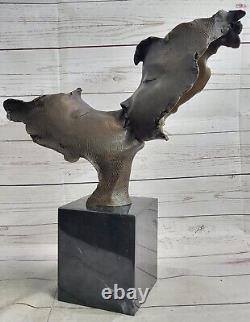 Couple Visage Art Moderne Abstrait Surréaliste Bronze Dali Sculpture Statue