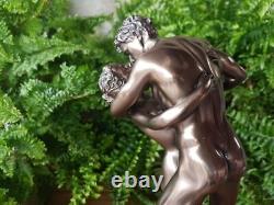 Couple nu s'embrassant Statue Sculpture Bronze Art baiser amoureux Figurine