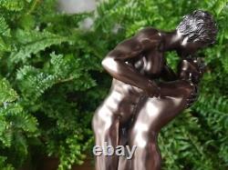 Couple nu s'embrassant Statue Sculpture Bronze Art baiser amoureux Figurine