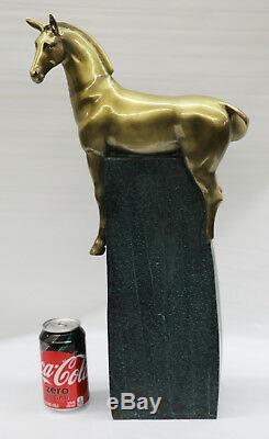Course Cheval Pure Bronze Statue Sculpture Art Déco Équestre Stallion Artwork