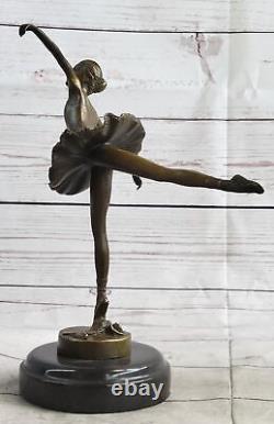 Cygne Lac Ballerine Bronze Sculpture Par Français Artist Milo Fonte Figurine Art