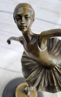 Cygne Lac Ballerine Bronze Sculpture Par Français Artist Milo Fonte Figurine Art