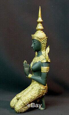 D N2 Art ASIE statuette statue bronze danseuse indonésie costume doré 2.2kg34cm