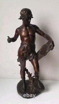 DÉFAUT sculpture 40 cm bronze edouard drouot art nouveau scribe allégorie poésie