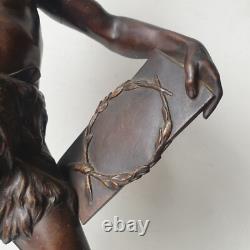 DÉFAUT sculpture 40 cm bronze edouard drouot art nouveau scribe allégorie poésie