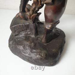 DÉFAUT sculpture 40 cm bronze edouard drouot art nouveau scribe allégorie poésie