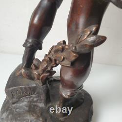 DÉFAUT sculpture 40 cm bronze edouard drouot art nouveau scribe allégorie poésie