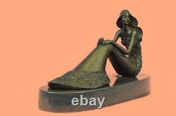 Danemark Pure Bronze Art Sculpture Chair Sirène Sea-Maid Belle Femme Pierre