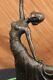 Danseur Danseuse Élégant Bronze Sculpture Signée Arabesque Statue Art Deco Soldé