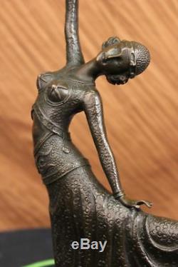 Danseur Danseuse Élégant Bronze Sculpture Signée Arabesque Statue Art Deco Soldé