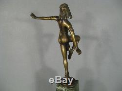 Danseuse Orientale De Style Art Déco Sculpture En Bronze Et Marbre